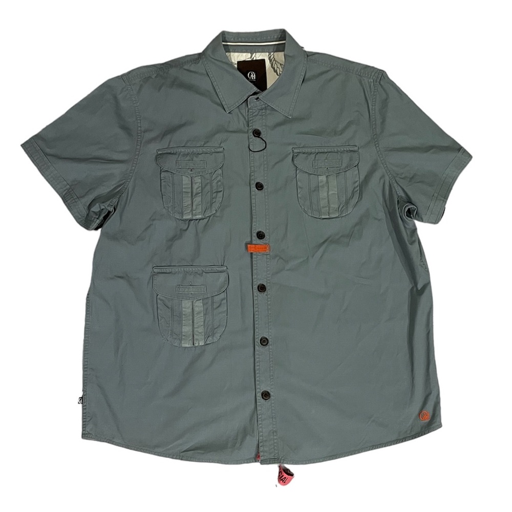 CAVI Men’s Gray Button Down Short Sleeve Shirt 0734
